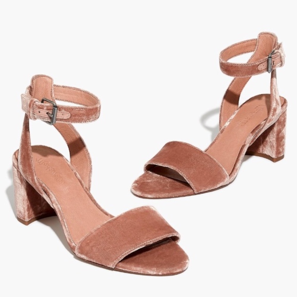 Madewell Velvet Heels in Soft Brown